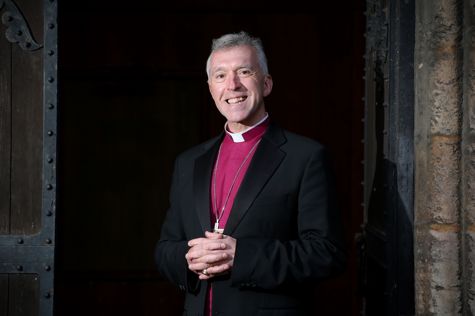 The Archbishop of Wales at the doors of Saint Deiniol's Cathedral in Bangor